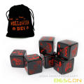 Set of 6 Bescon Halloween Dice 6 Sides, Glow in Dark and Solid Black 6 Sided Halloween Dice Set in Velvet Pouch